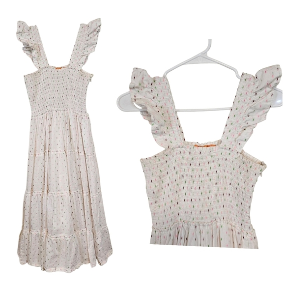 Oliphant Tuckernuck Milkmaid Tiered Smocked Midi Dress